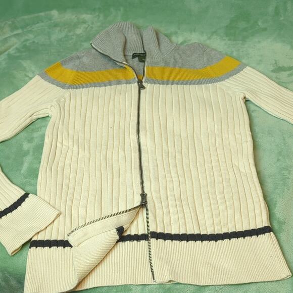 Eddie Bauer full zip 100% Cotton Women's Ribbed Sweater Size Medium - Picture 7 of 7